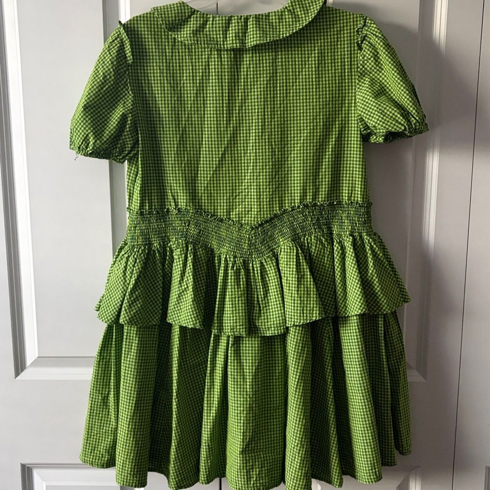 Urban Outfitters Claire Ruffled Babydoll Mini Dress Green Gingham Size XS - Picture 4 of 4